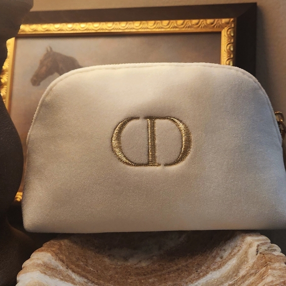 Dior Handbags - AUTHENTIC CHRISTIAN DIOr CREAM LOGO MAKEUP BAG + GIFT BOX